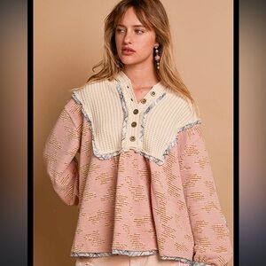 POL Pink and Cream Sweater